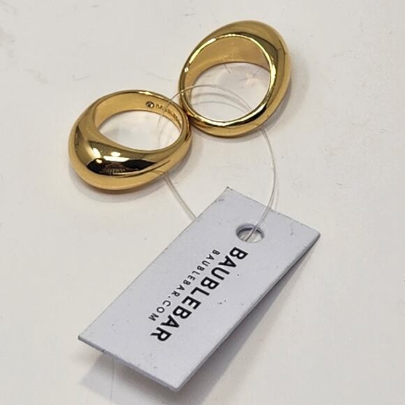 Baublebar Maro Ring Set of 2 Shiny Gold Plated Dome Band Size 4.75 Jewelry New - Picture 4 of 6